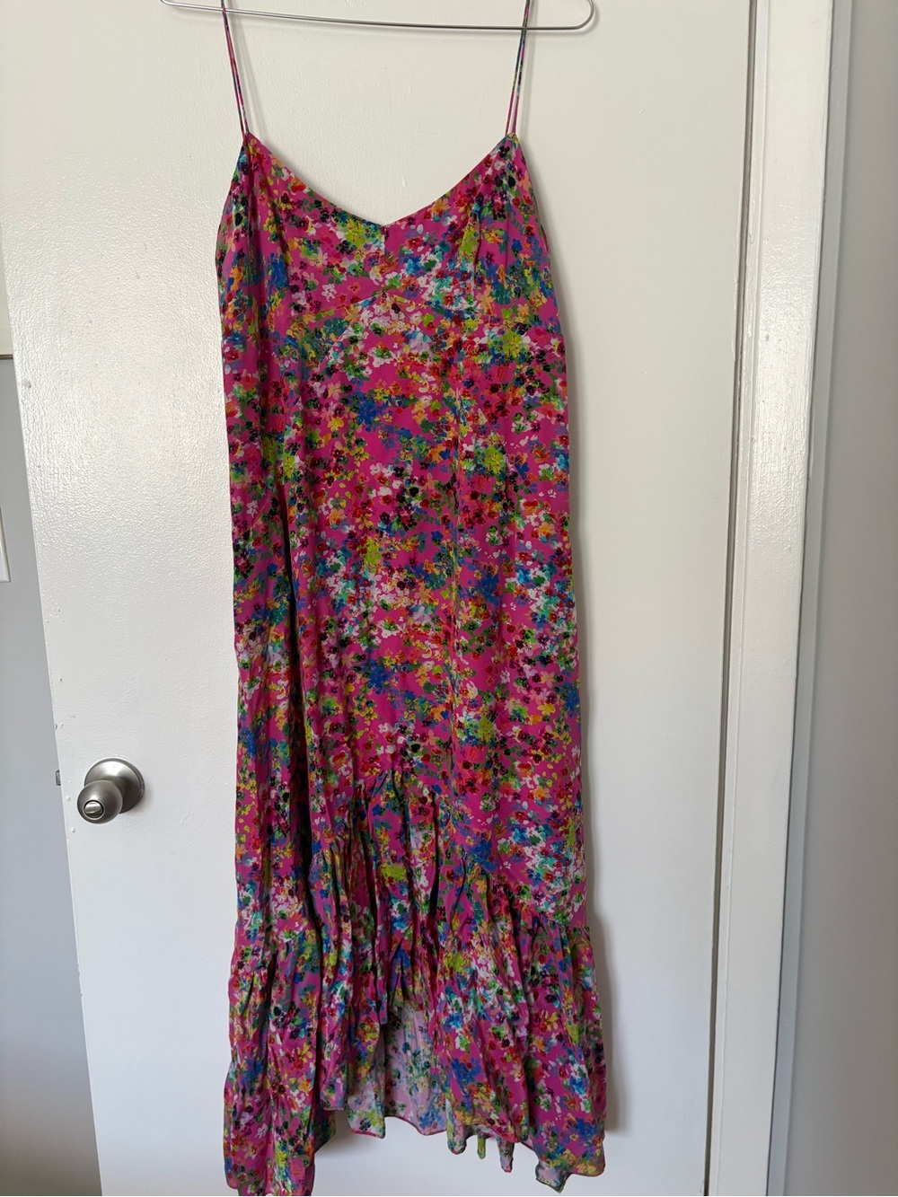 SALONI Bright Pink Floral High-Low Slip Dress size 10